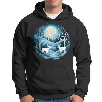 Happy Winter Scenery At Night With Animals And Snow Costume Hoodie - Seseable