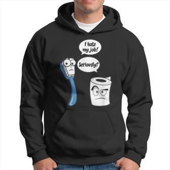 I Hate My Job Toilet PaperToothbrush Cartoon Hoodie - Monsterry