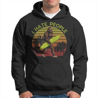 I Hate People Surfing Bigfoot Sasquatch Big Foot Bel Hoodie | Mazezy