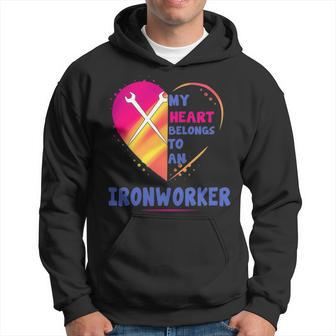 My Heart Belongs To An Ironworker Hoodie | Mazezy