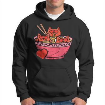Heart Cats Ramen Noodles Anime Cute Valentines Day Kitten Hoodie - Monsterry