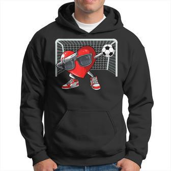 Heart Dab Valentines Day Soccer Player Lover For Boys Hoodie | Mazezy