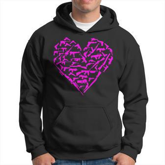 Heart Gun Love Guns Pro Guns Valentine's Day Firearms Hoodie - Monsterry UK