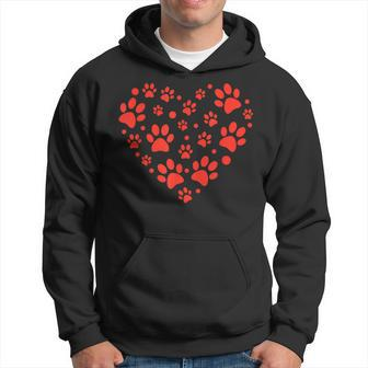 Heart Paw Print Valentines Cute Dog Love Doggie Puppy Lover Hoodie - Thegiftio UK