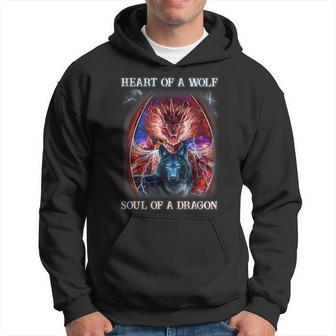 Heart Of Wolf Soul Of A Dragon Cool Dragon Wolf Warrior Hoodie - Seseable