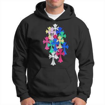 Hearts Multicolor Cross Cemetery Hoodie - Monsterry CA