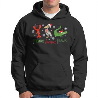 Heaux Heaux Heaux Cajun Christmas Crawfish Pelican Alligator Hoodie - Monsterry