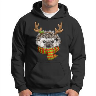 Hedgehog Christmas Reindeer Antlers Xmas Hoodie - Monsterry DE