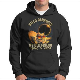 Hello Darkness My Old Friend Cat With Solar Eclipse Glasses Hoodie | Mazezy