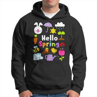 Hello Spring And Easter Day 2024 Bunny Hello Spring Toddler Hoodie - Seseable