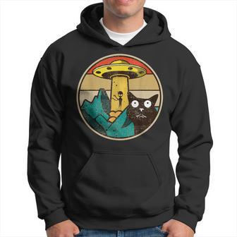 Herren Hoodie mit Alien-UFO-Katzen, Vintage-Stil, Lustiges Design - Seseable