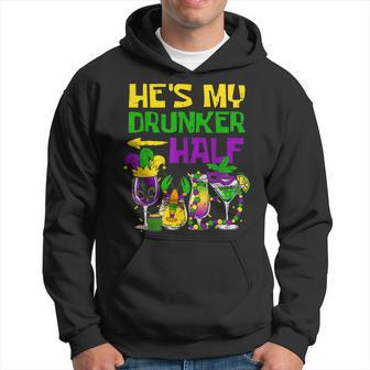 He's My Drunker Half Mardi Gras Matching Couple Boyfriend Hoodie - Thegiftio UK