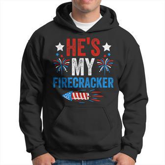 He's My Firecracker His And Hers 4Th Of July Couples Hoodie - Thegiftio UK
