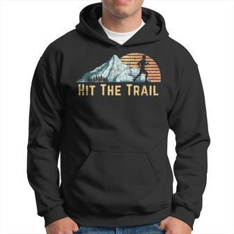 Hit The Trail Vintage Mountain Runner Retro Trail Running Hoodie - Monsterry