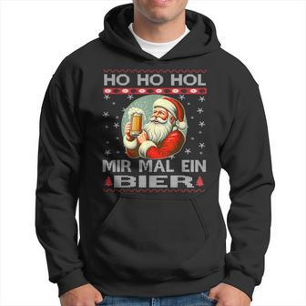 Ho Ho Hol Mir Mal Ein Bier Santa Christmas Black Hoodie - Seseable