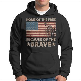 Home Of The Free Because Of The Brave Vintage American Flag Hoodie - Monsterry