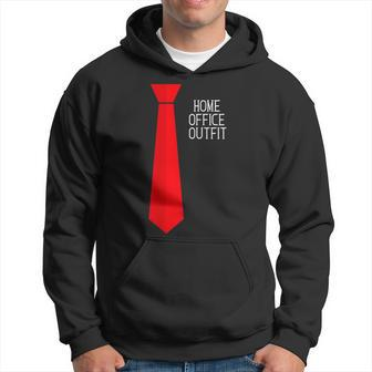 Home Office Outfit Red Tie Telecommute Working From Home Hoodie - Monsterry DE