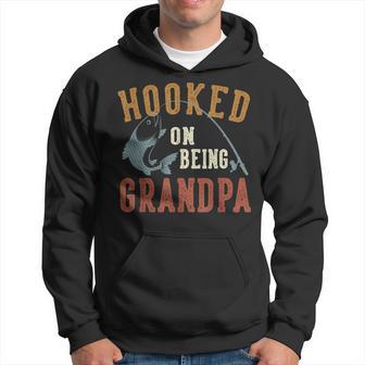 Hooked On Being Grandpa Father's Day Fishing Grandpa Hoodie - Thegiftio UK