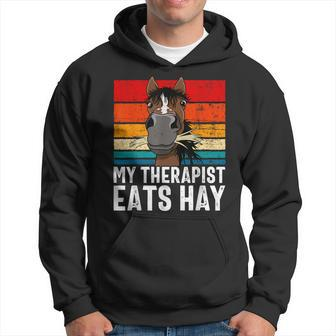 Horse Lover Equestrian Therapist Eats Hay Horse Hoodie - Seseable