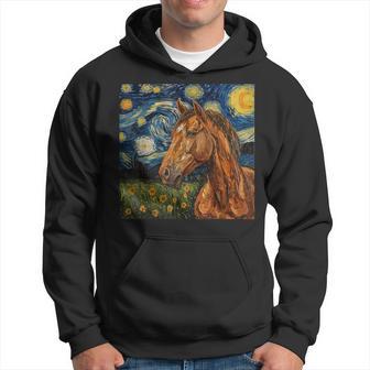 Horse Lover Van Gogh Style Starry Night Graphic Hoodie - Monsterry DE