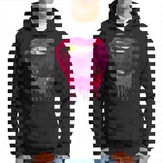 Hot Pink Lips Mouth Tongue Out Cool Vintage Retro Hoodie - Thegiftio