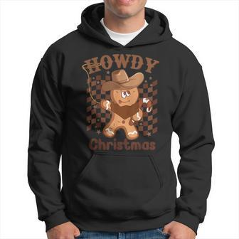 Howdy Christmas Gingerbread Retro Western Cowboy Xmas Hoodie - Seseable