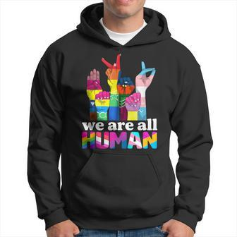 We Are All Human Lgbt Flag Gay Pride Month Transgender Flag Hoodie - Monsterry DE