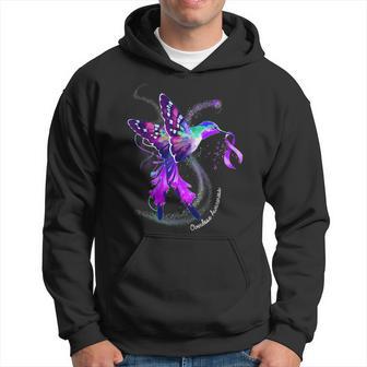 Hummingbird Holding Purple Ribbon Overdose Awareness Hoodie - Monsterry