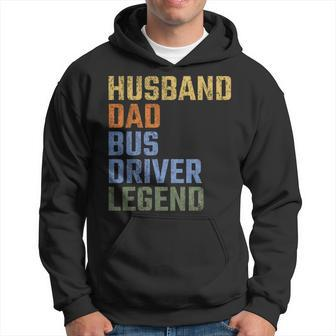 Husband Dad Bus Driver Legend Fathers Day Vintage Retro Hoodie - Thegiftio UK