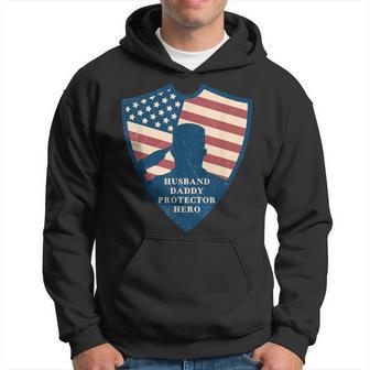 Husband Daddy Protector Hero Fathers Day America Soldier T-S Hoodie - Thegiftio UK