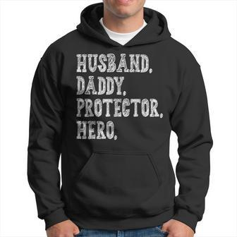 Husband Daddy Protector Hero Fathers Day Family Dad Grandpa Hoodie - Thegiftio UK