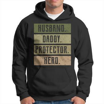 Husband Daddy Protector Hero Fathers Day From Wife Dad 2024 Hoodie - Thegiftio UK