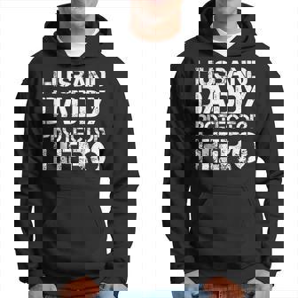 Husband Daddy Protector Hero Dad Father's Day Hoodie - Thegiftio UK
