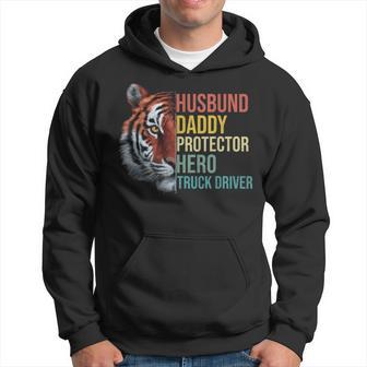 Husband Daddy Protector Hero Truck Driver Dad Father's Day Hoodie - Thegiftio UK