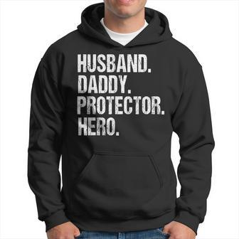 Husband Daddy Protector Hero Vintage Father's Day Dad Papa Hoodie - Thegiftio UK