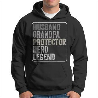 Husband Grandpa Protector Hero Legend Fathers Day Dad Hoodie - Seseable