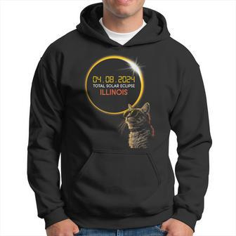 Illinois Solar Eclipse 2024 Cat Wearing Eclipse Glasses Hoodie | Mazezy