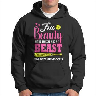 I'm A Beauty In The Street And A Beast In My Cleats Softball Hoodie - Monsterry CA