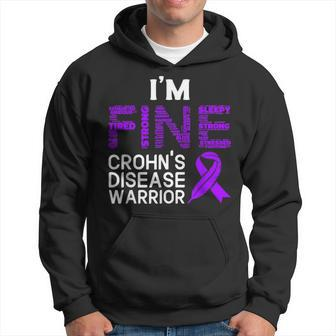 I'm Fine Crohn's Disease Warrior Awareness Purple Hoodie - Thegiftio UK