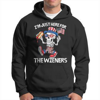 I'm Just Here For The Wieners 4Th Of July Hot Dog Flag Hoodie - Thegiftio UK
