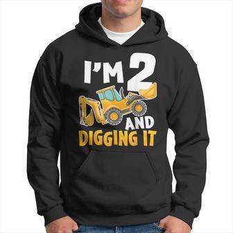 I'm Two 2 Year Old 2Nd Birthday Boy Construction Excavator Hoodie - Seseable