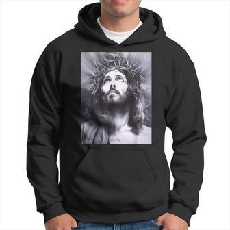 Image Face Of Jesus On A Cross With Crown Of Thorns Hoodie - Thegiftio UK