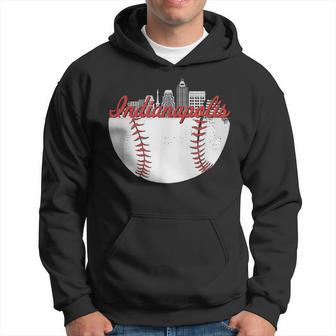 Indianapolis Skyline Cityscape Baseball Retro Vintage Hoodie - Seseable