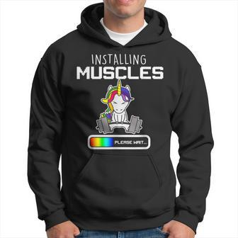 Installing Muscles Unicorn Loading Lifting Hoodie - Monsterry UK