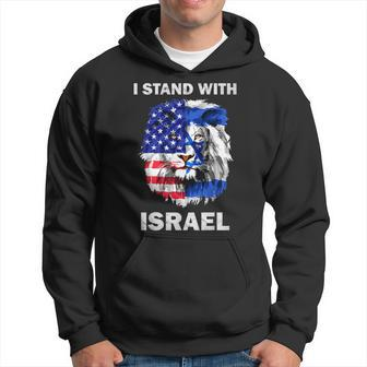 Israel And Usa Flag Lion I Stand With Israel Hoodie - Monsterry AU