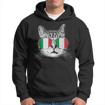 Italian Italy Flag Country Roots Cat Lover Pride Family Hoodie - Thegiftio UK