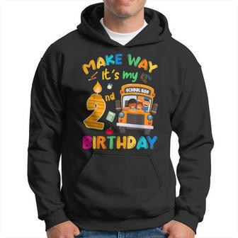 Make Way Its My 2Nd Birthday School Bus Theme Birthday Party Hoodie - Seseable