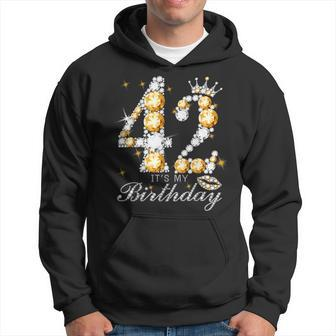 It's My 42Th Birthday Queen 42 Years Old Shoes Crown Diamond Hoodie - Thegiftio UK