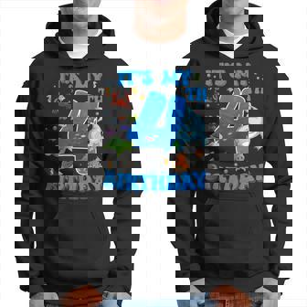 It's My 4Th Birthday Party Ocean 4 Years Old Sea Fish B-Day Hoodie | Mazezy