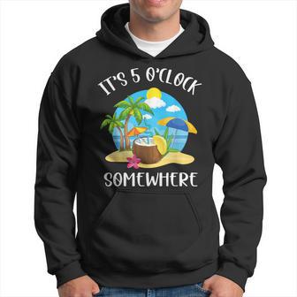 It's 5 O’Clock Somewhere Summer Retro Beach Sunset Drinking Hoodie - Thegiftio UK